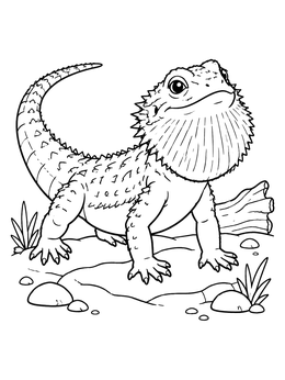 Free printable Cute Bearded Dragon With Flared Beard coloring page