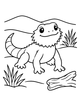 Free printable Cute Bearded Dragon In The Outback coloring page