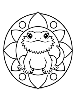 Free printable Cute Bearded Dragon Mandala coloring page