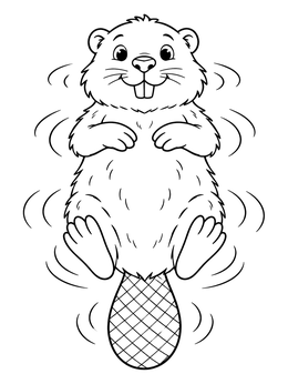 Free printable Cute Beaver Floating On Back coloring page