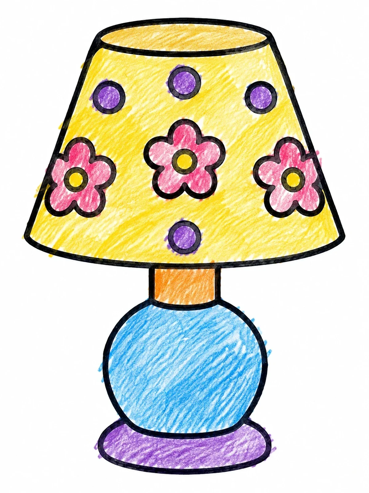 Colored example of the Cute Bedside Table Lamp coloring page