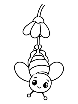 Free printable Cute Bee Hanging Upside Down coloring page