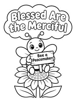Free printable Cute Bee On A Flower With Peacemaker Sign coloring page