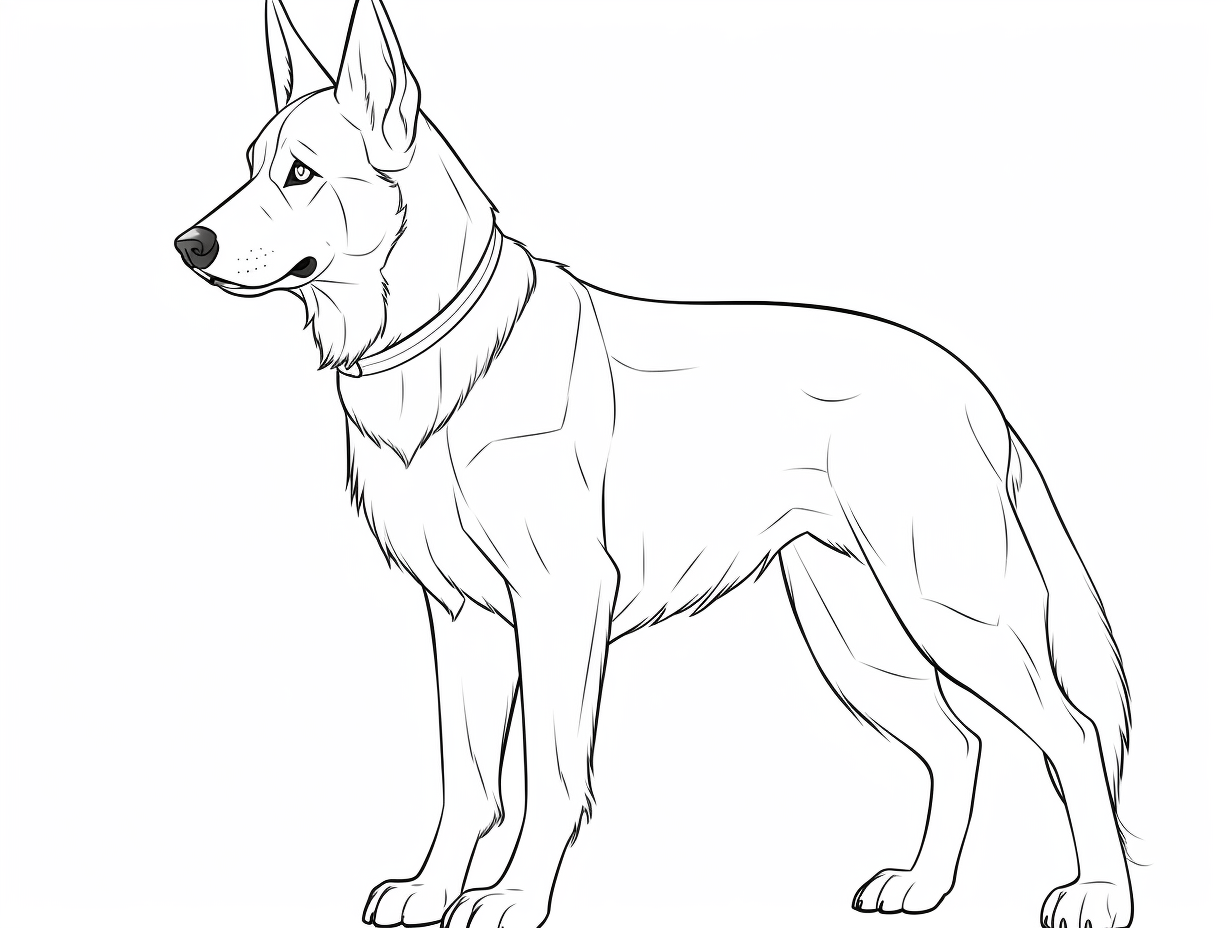 Cute Belgian Malinois Drawing - Coloring Page