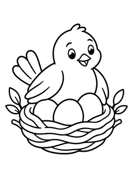 Free printable Cute Bird In Twig Nest coloring page