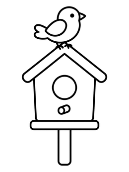 Free printable Cute Bird On Simple Birdhouse coloring page