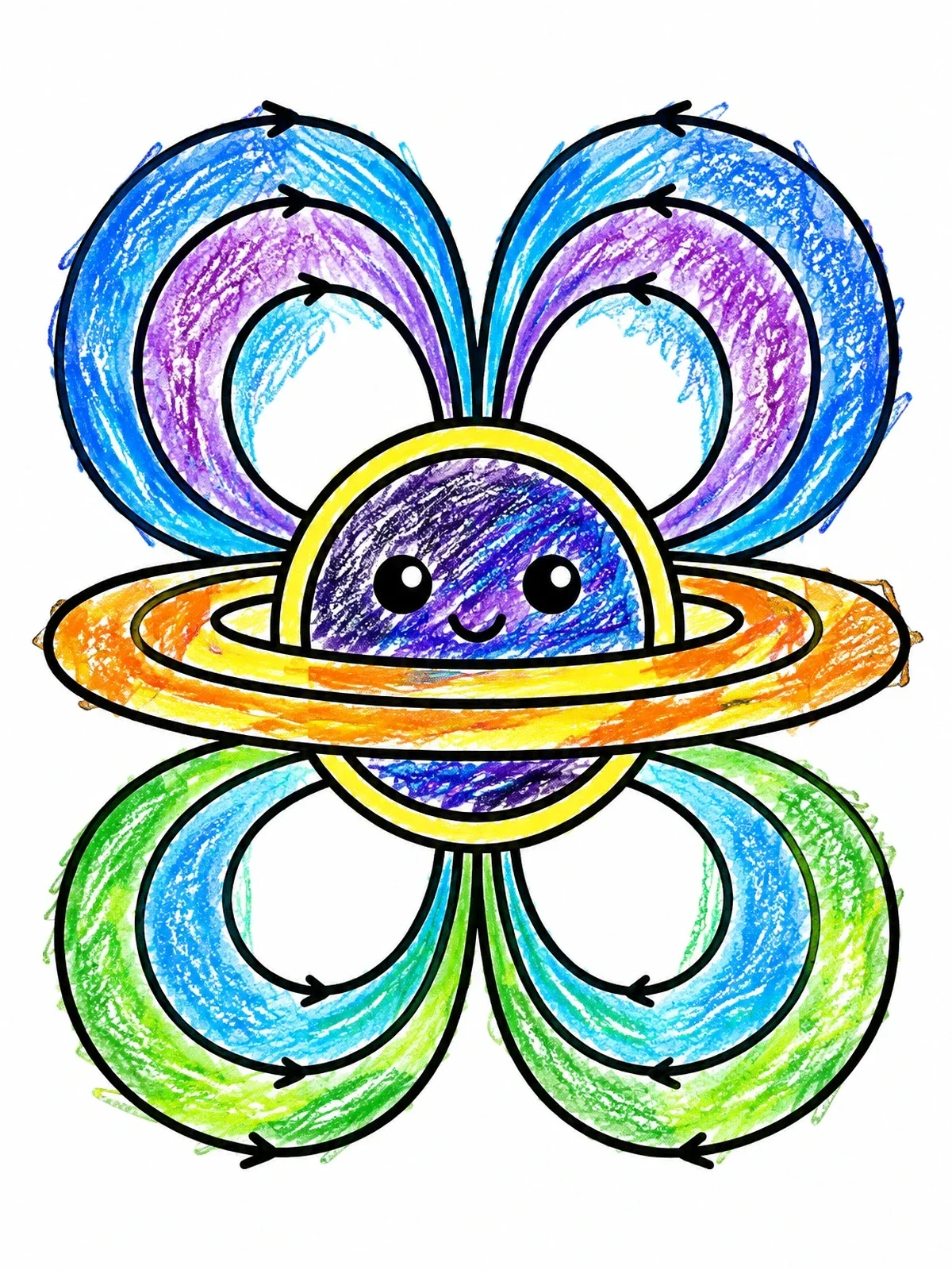 Colored example of the Cute Black Hole With Magnetic Fields coloring page