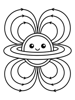 Free printable Cute Black Hole With Magnetic Fields coloring page