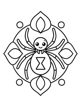 Free printable Cute Black Widow Mandala coloring page