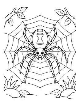 Free printable Cute Black Widow On Web coloring page