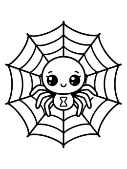 Free printable Cute Black Widow On Web coloring page