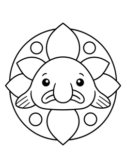 Free printable Cute Blobfish In Floral Emblem coloring page