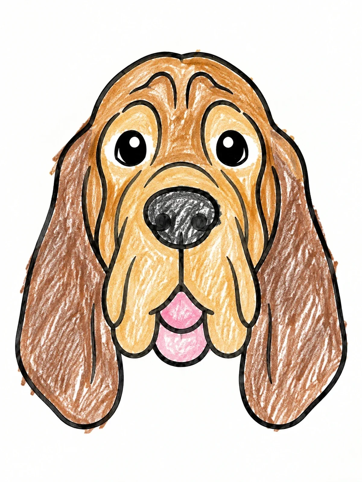 Colored example of the Cute Bloodhound Dog Face coloring page