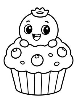 Free printable Cute Blueberry Inside A Muffin coloring page