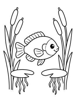 Free printable Cute Bluegill In Pond coloring page