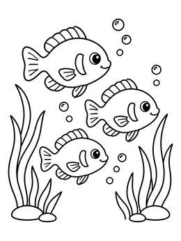 Free printable Three Cute Bluegill Fish Swimming coloring page