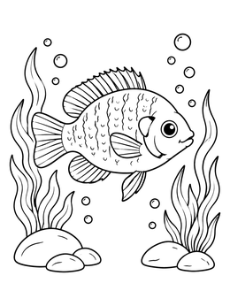 Free printable Cute Bluegill Swimming Underwater coloring page