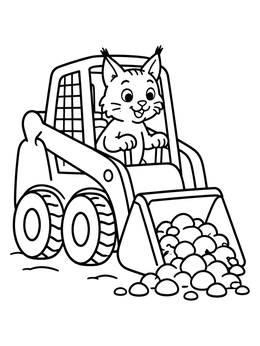 Free printable Cute Bobcat Driving A Skid Steer coloring page