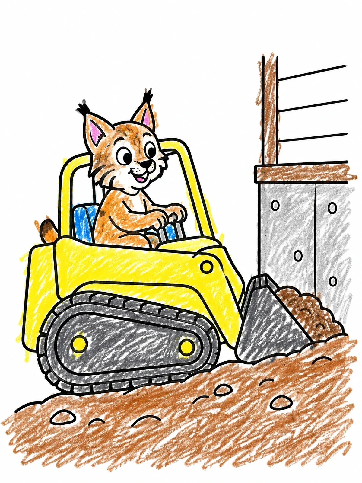 Colored example of the Cute Bobcat Driving Track Loader coloring page