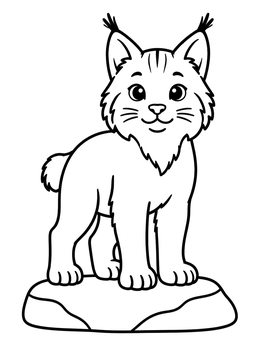 Free printable Cute Bobcat Standing On A Rock coloring page
