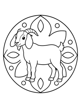 Free printable Cute Boer Goat In Floral Mandala coloring page