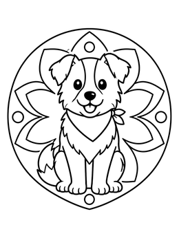 Free printable Cute Border Collie Puppy With Bandana coloring page