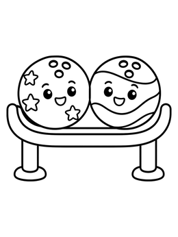 Free printable Cute Bowling Balls On Rack coloring page