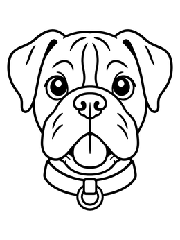 Free printable Cute Boxer Dog Face Portrait coloring page