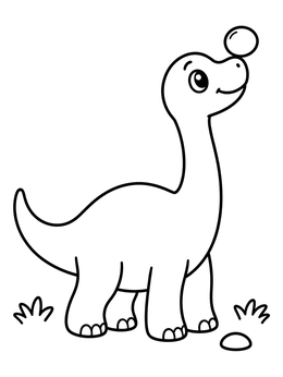 Free printable Cute Brontosaurus Balancing A Pebble coloring page