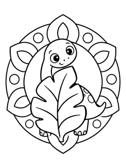 Free printable Cute Brontosaurus Hiding Behind Leaf coloring page