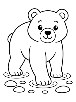 Free printable Cute Brown Bear In Water coloring page
