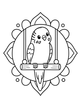 Free printable Cute Budgie On A Swing coloring page