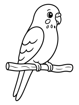 Free printable Cute Budgie Perched On Branch coloring page