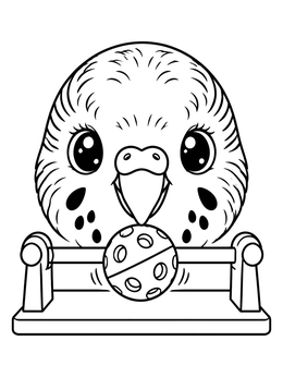 Free printable Cute Budgie Playing With Ball coloring page