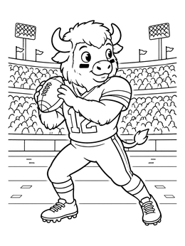 Free printable Cute Buffalo Football Quarterback coloring page