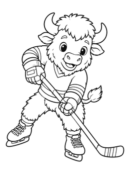 Free printable Cute Buffalo Hockey Player coloring page