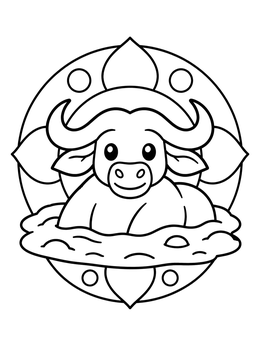 Free printable Cute Buffalo In Mud Wallow coloring page