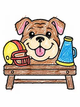 Bulldog Fan With Football Gear Coloring Page