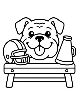 Free printable Bulldog Fan With Football Gear coloring page