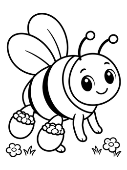 Free printable Cute Bumblebee With Pollen Baskets coloring page