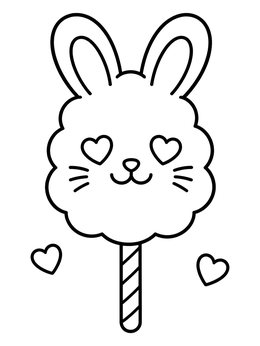 Free printable Cute Bunny Cotton Candy Treat coloring page