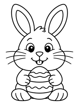 Free printable Cute Bunny Holding An Easter Egg coloring page