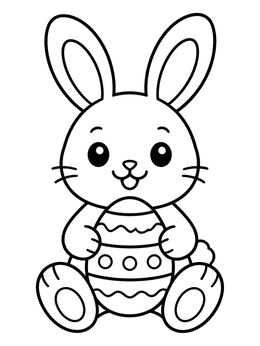 Free printable Cute Bunny Holding Easter Egg coloring page