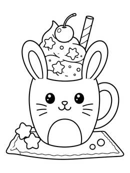 Free printable Cute Bunny Mug Milkshake coloring page