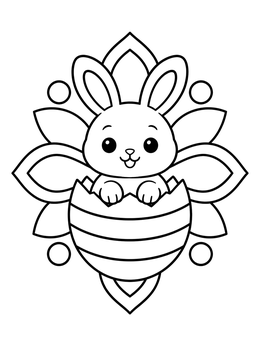 Free printable Cute Bunny In Striped Eggshell coloring page