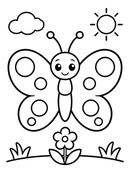Free printable Cute Butterfly In The Meadow coloring page