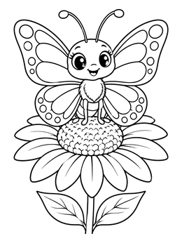 Free printable Cute Butterfly On A Daisy coloring page