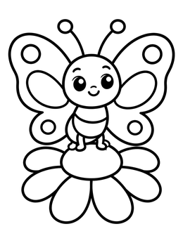 Free printable Cute Butterfly On A Daisy coloring page