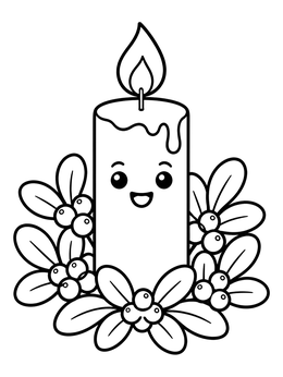 Free printable Cute Candle And Mistletoe Ring coloring page