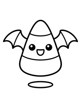 Free printable Cute Candy Corn With Bat Wings coloring page